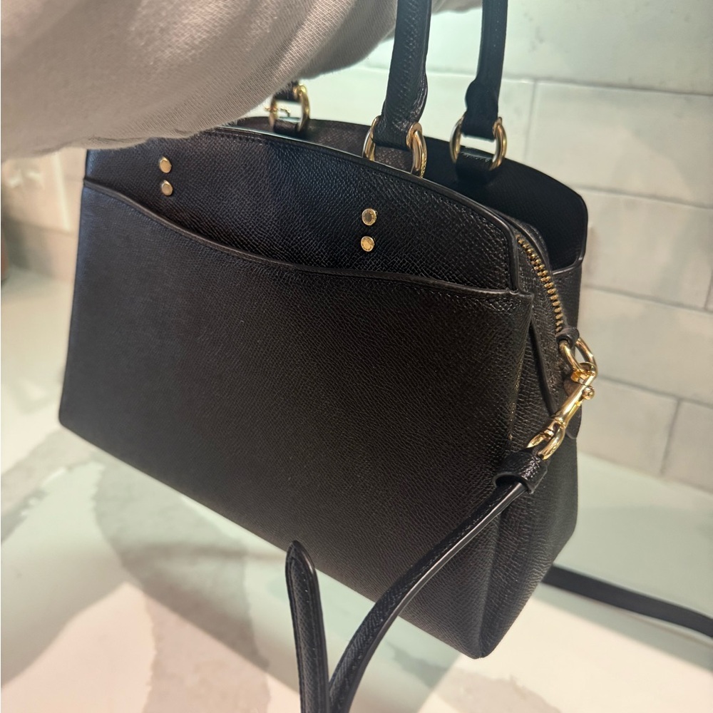 Coach Black Satchel with Gold Accents - Picture 12 of 15